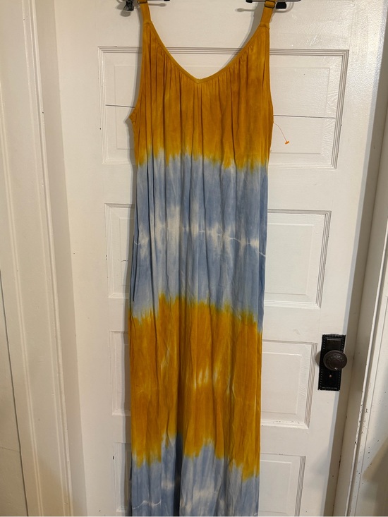 Knox Rose Dresses & Skirts - Knox Rose Yellow and Blue Tie-Dye Maxi Dress